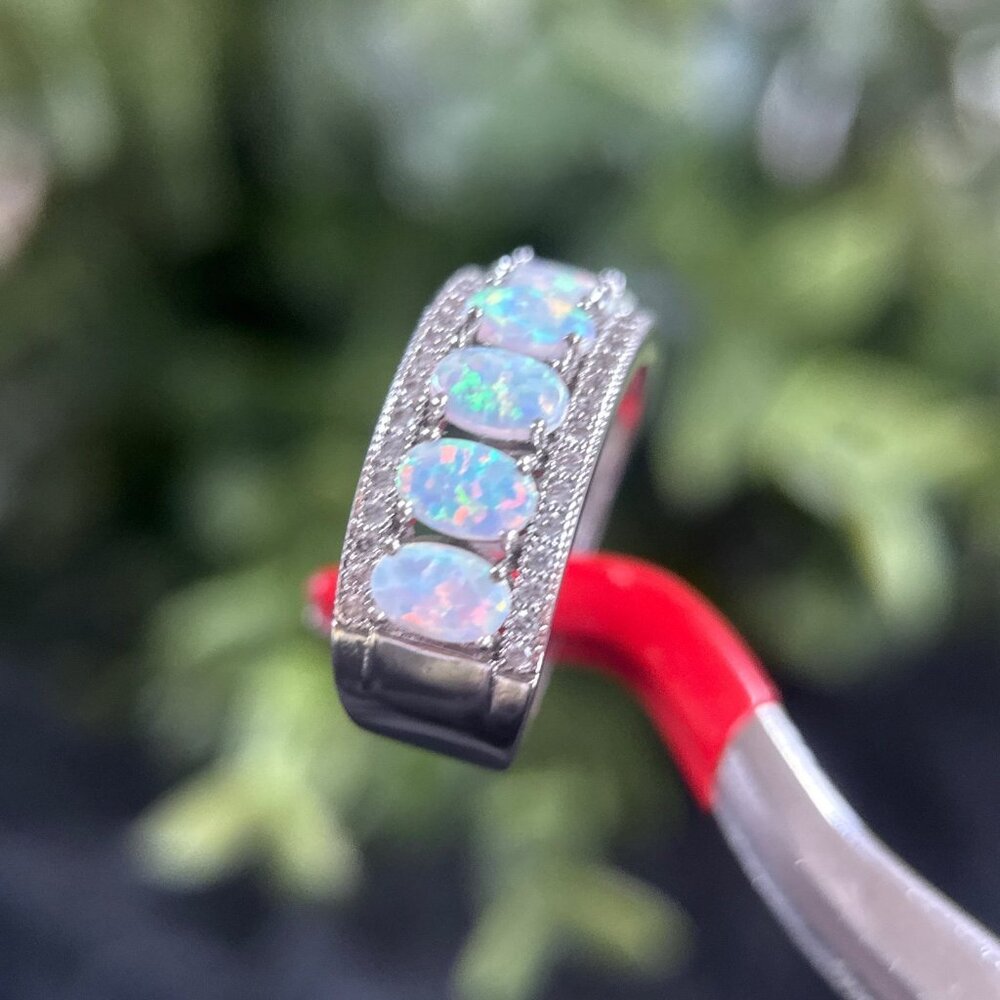 Silver Colored Opals Ring - Picture 6 of 10